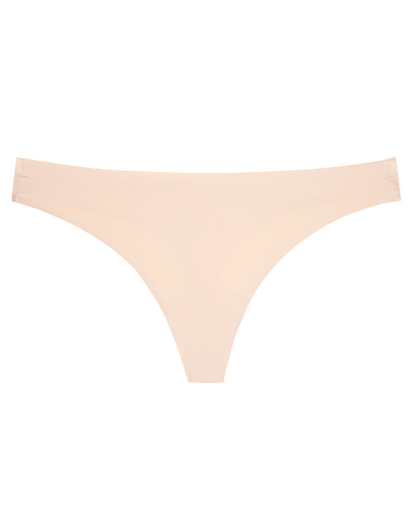 

Skinny Low Waist Solid Color Thong Panties, Apricot