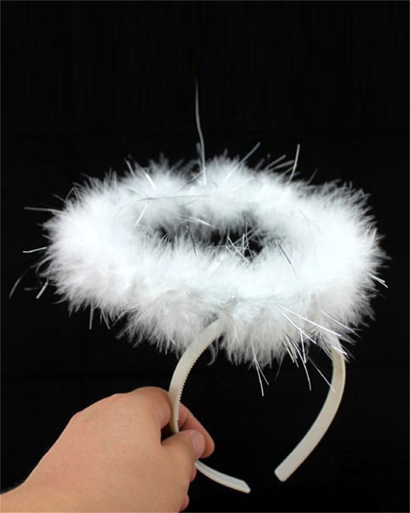 

Halloween Angel Halo Headband Feather Headpiece Halloween Cosplay Costume Party Accessories, White