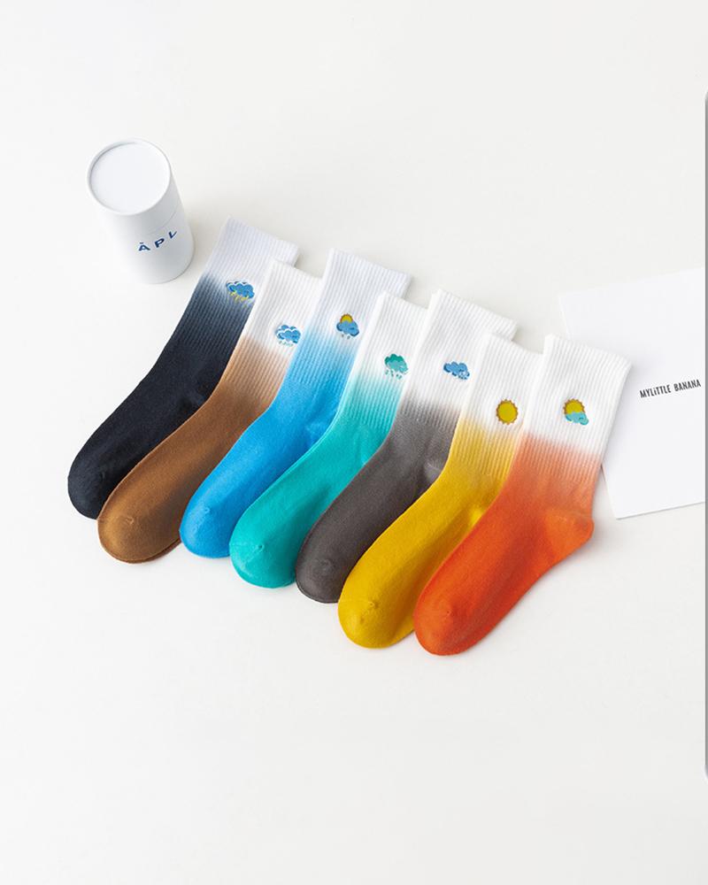 

Ombre Tie Dye Print Long Socks, Orange