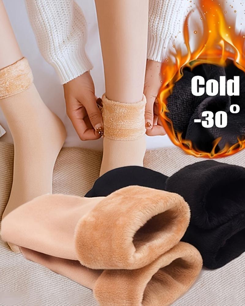 

1Pair Lined Winter Thermal Crew Socks, Nude