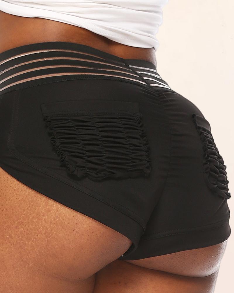 

Contrast Piping High Waist Yoga Shorts, Black
