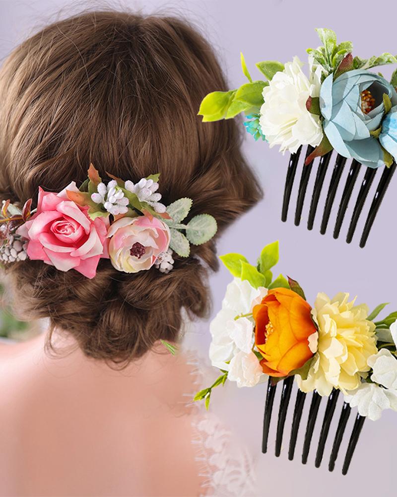 

1pcs Bride Wedding Hair Comb Clip Floral Pattern Hair Accessories, Style1