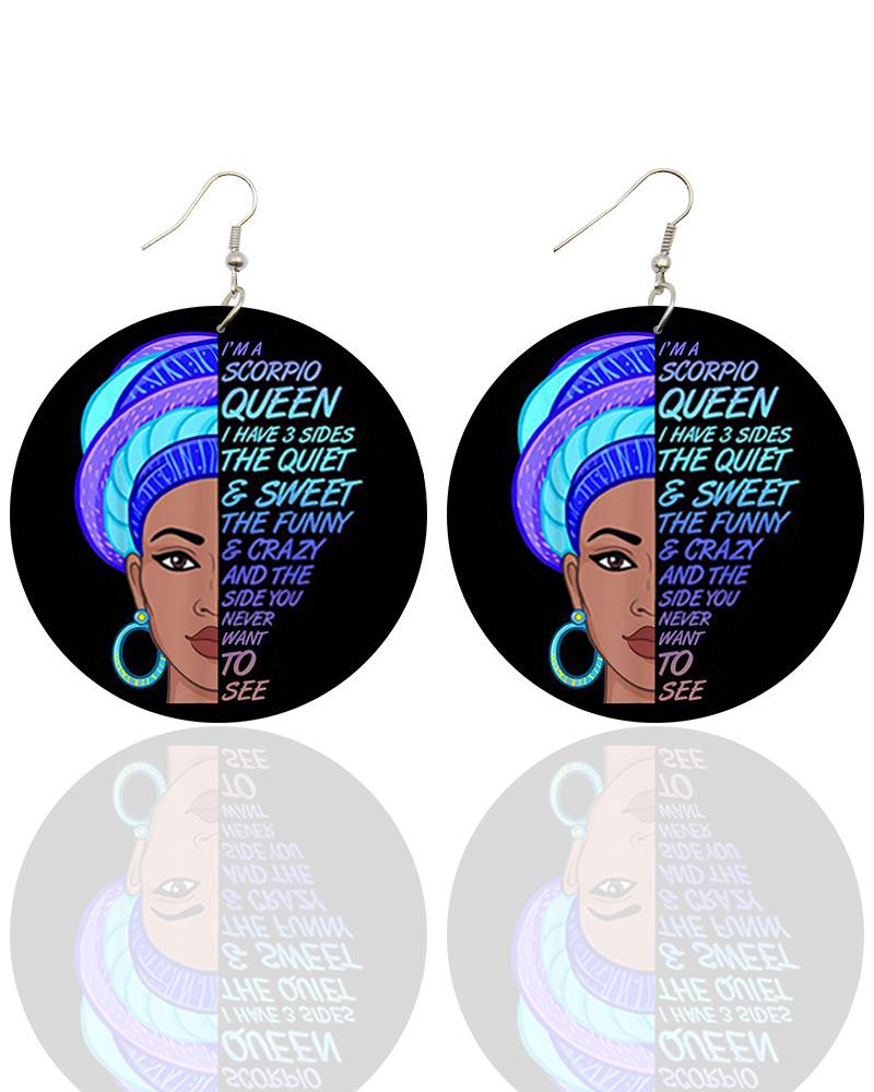 

1Pair Clan Figure Letter Pattern Hoop Earrings, Style2