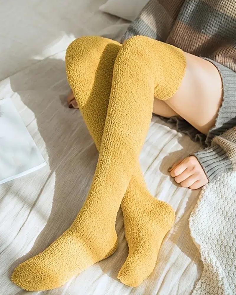 

1Pair Over The Knee Thermal Socks, Yellow