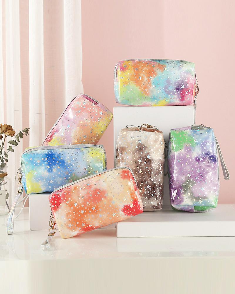 

Galaxy Print Makeup Bag Portable Cosmetic Beauty Travel Pouch Multifunctional Case Toiletry Organizer, Orange
