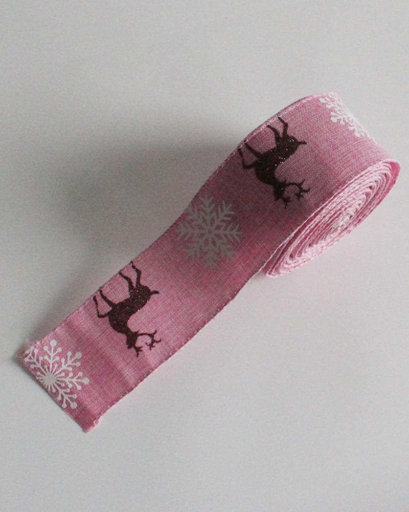 

Christmas Snowflake Elk Gift Ribbon Decoration, Pink