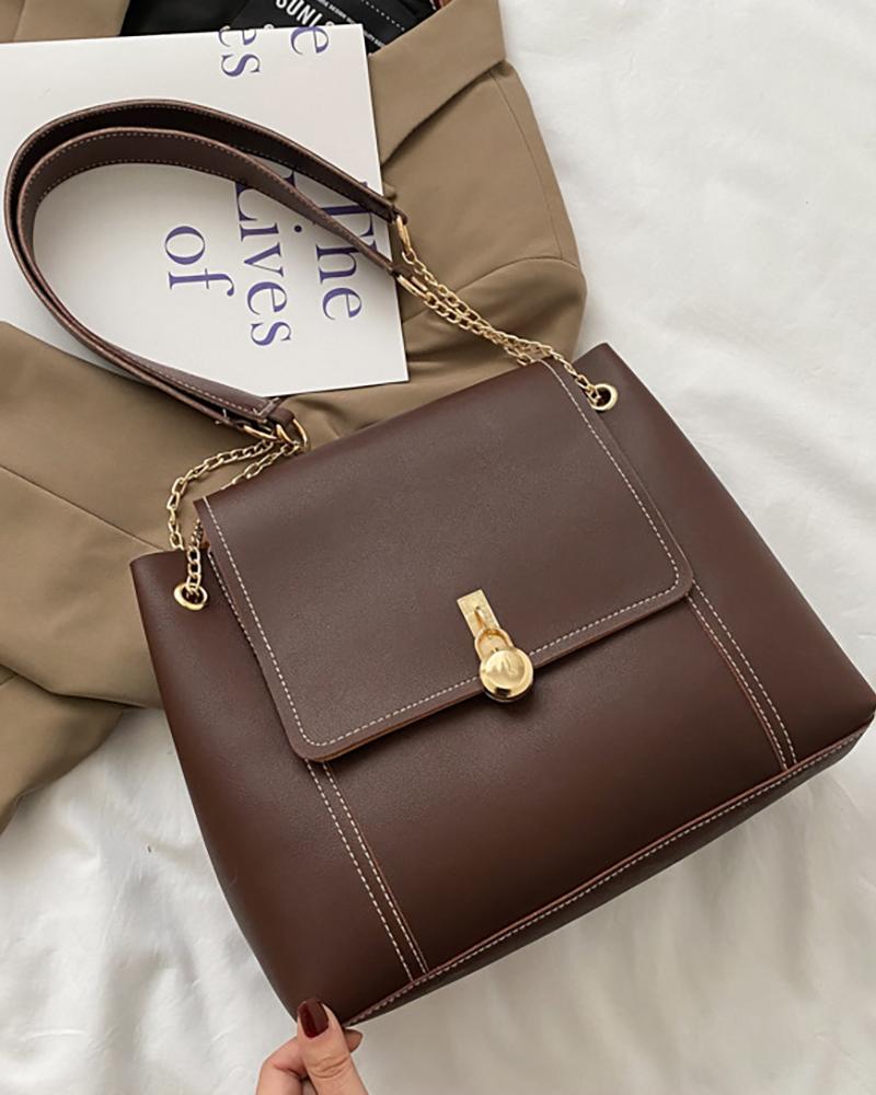 

Chain Strap Casual Tote Bag, Brown
