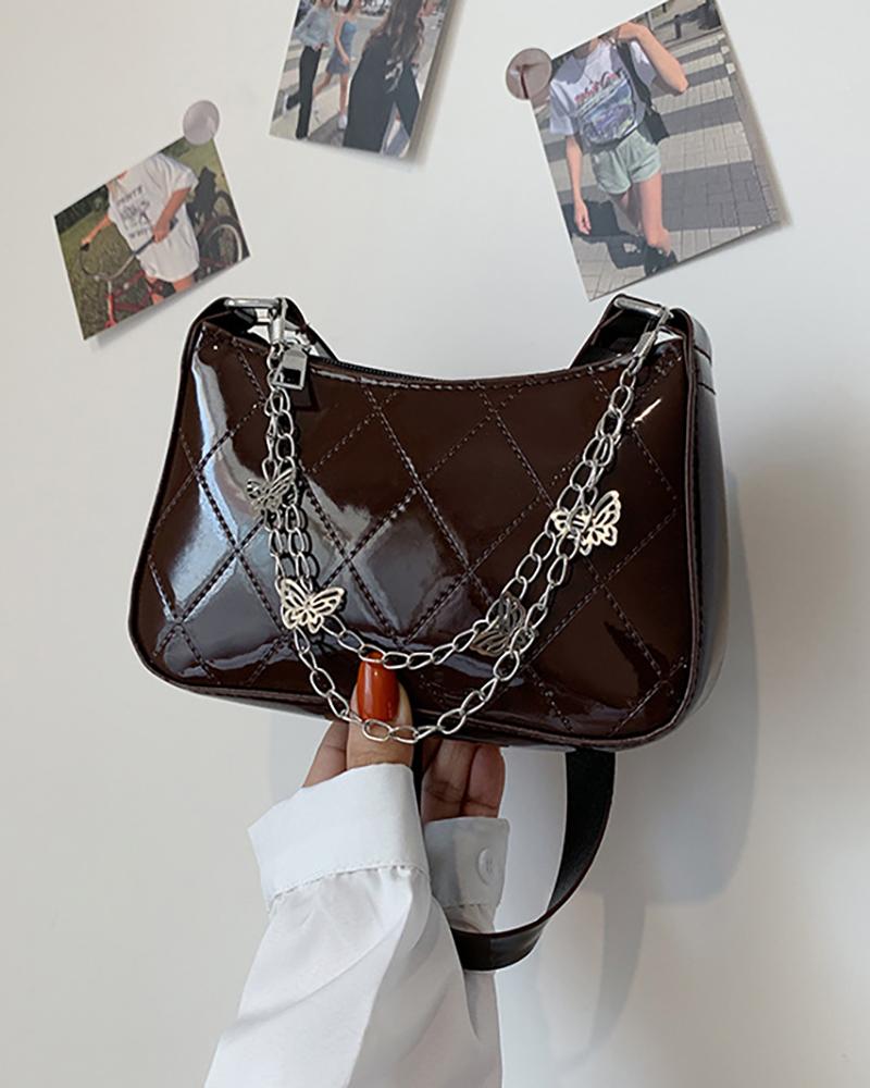 

Quilted Chain Strap Shoulder Bag, Brown