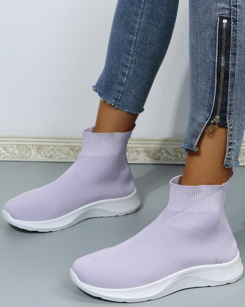 

Hidden Platform Breathable Sneakers, Purple