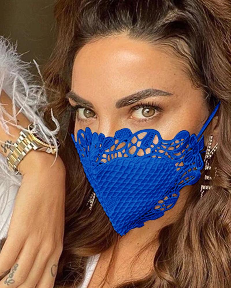 

Crochet Trim Sunscreen Breathable Face Mask, Blue