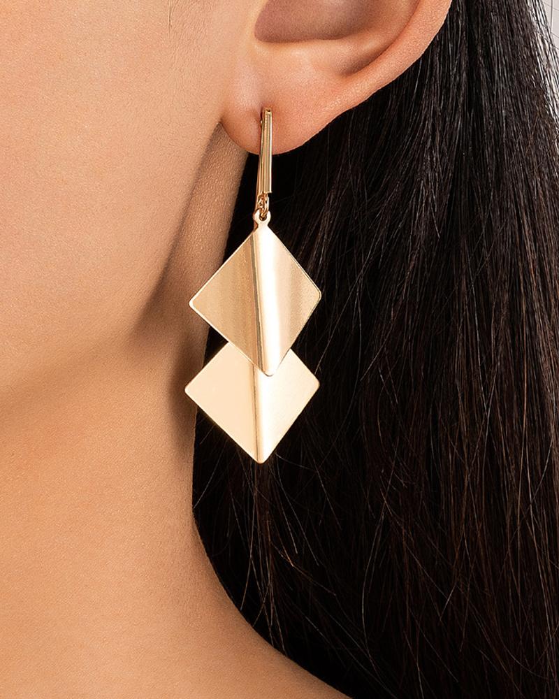 

1Pair Asymmetrical Geo Shaped Earrings, Gold