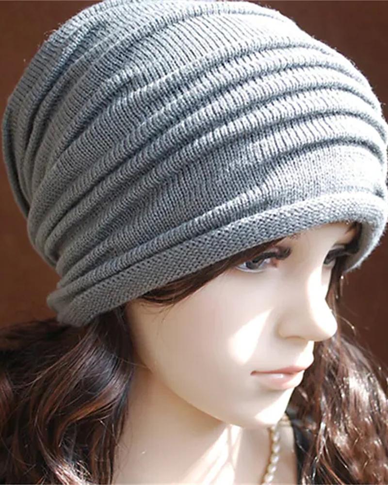 

Women's Beanie Slouchy Street Dailywear Casual Pleated Fall Winter Hat, Gray