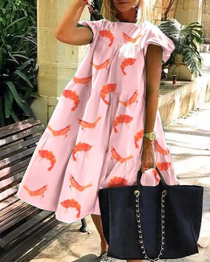 

Floral Print Short Sleeve Casual Dress, Style4