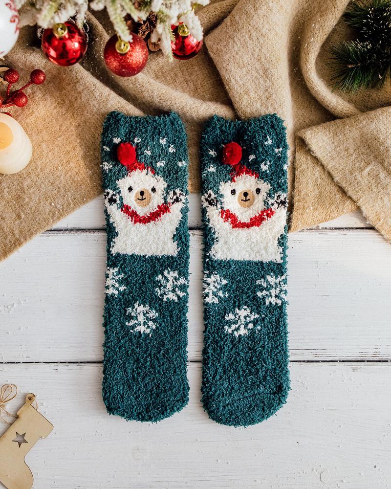 

1Pair Christmas Gift Fuzzy Socks With Clear Box, Style8