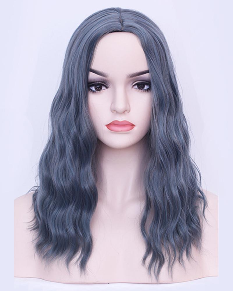 

Curly Hair Wig Natural Looking Synthetic Ombre Wavy Wigs, Dark grey