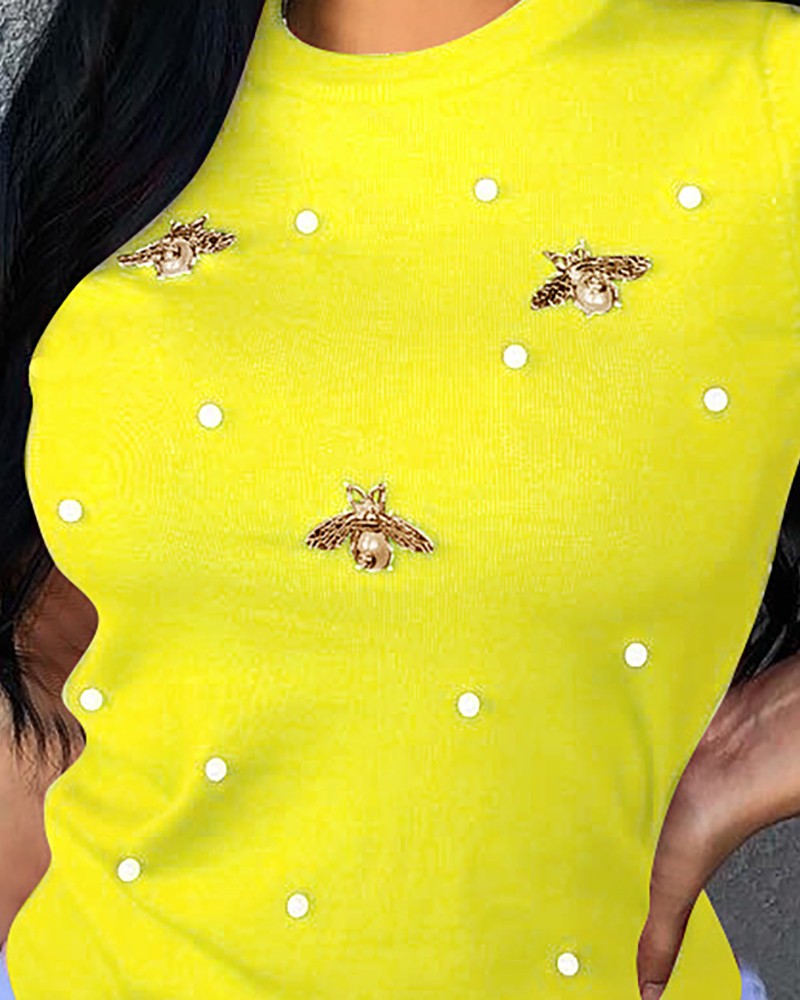 Beaded Detail Short Sleeve TShirt