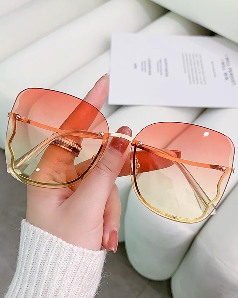 

1Pair Tinted Lens Ombre Rimless Sunglasses, Style2