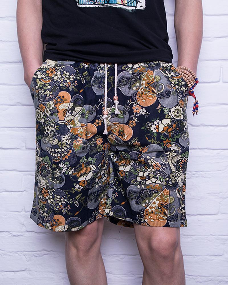 

Paisley Print Loose Drawstring Shorts, Style4