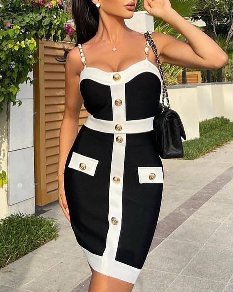 

Tweed Buttoned Crop Top & Skirt Set, Blackwhite
