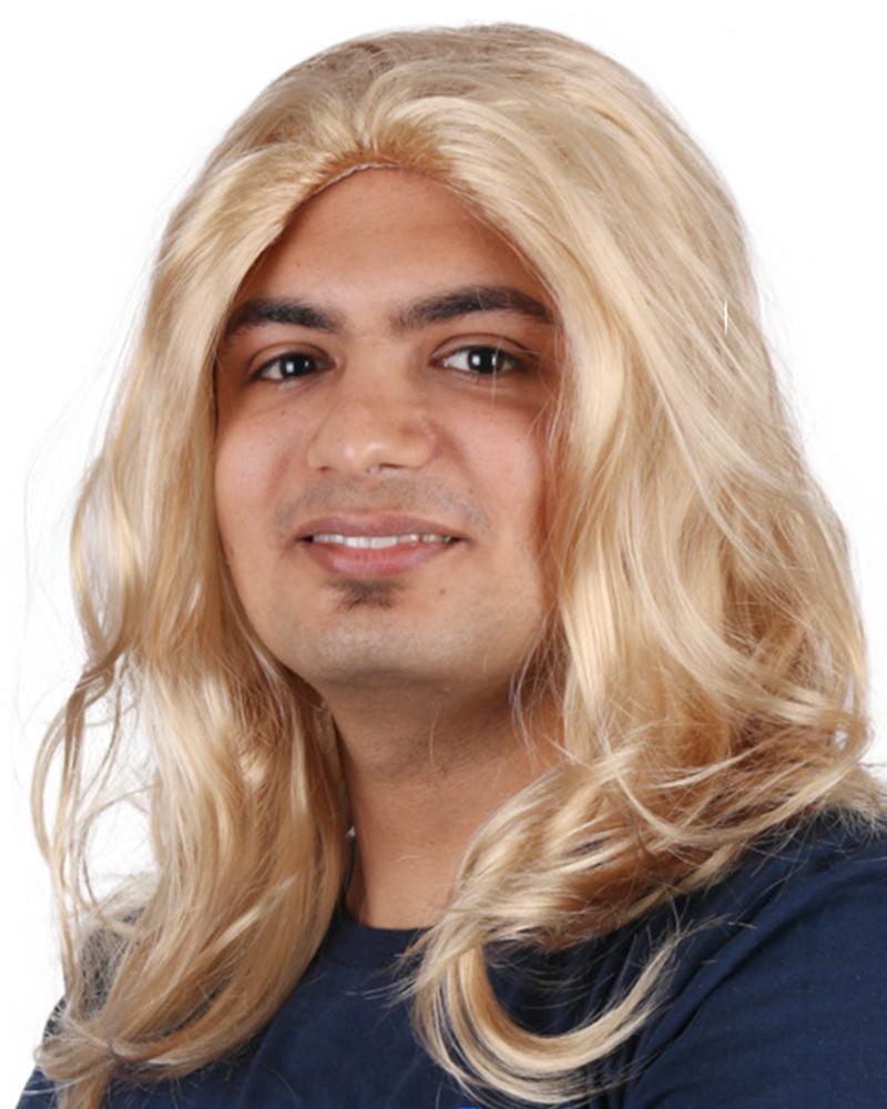 

Synthetic Wig Wavy Middle Part Wig Long Blonde Ombre Golden Synthetic Hair, Gold