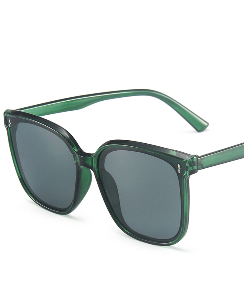 

1Pair Square Frame Studded Sunglasses, Green