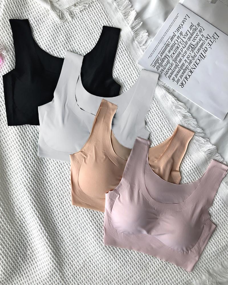

Seamless Push Up Sleeveless V Neck Bralette, Nude