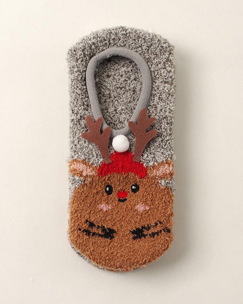 

1Pair Christmas Cartoon Animals Ankle Fuzzy Socks, Style7