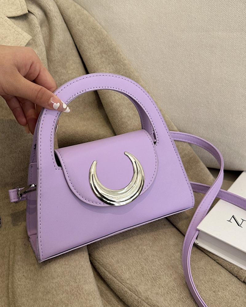 

Moon Pattern Decor Minimalist Satchel Bag, Purple