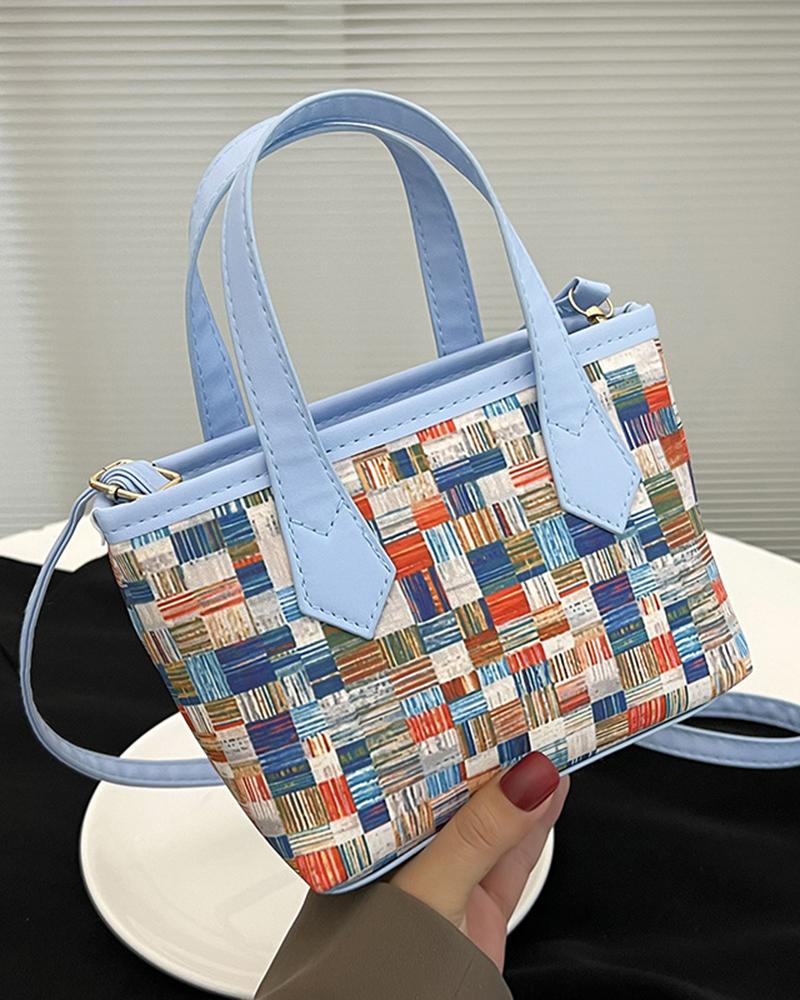 

Trendy Colorblock Large Capacity Crossbody Handbag, Blue