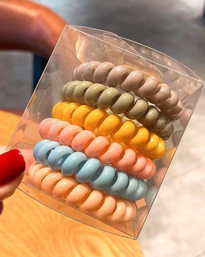 

6PCS Mixed Color Spiral Phone Cord Hair Tie, Style2