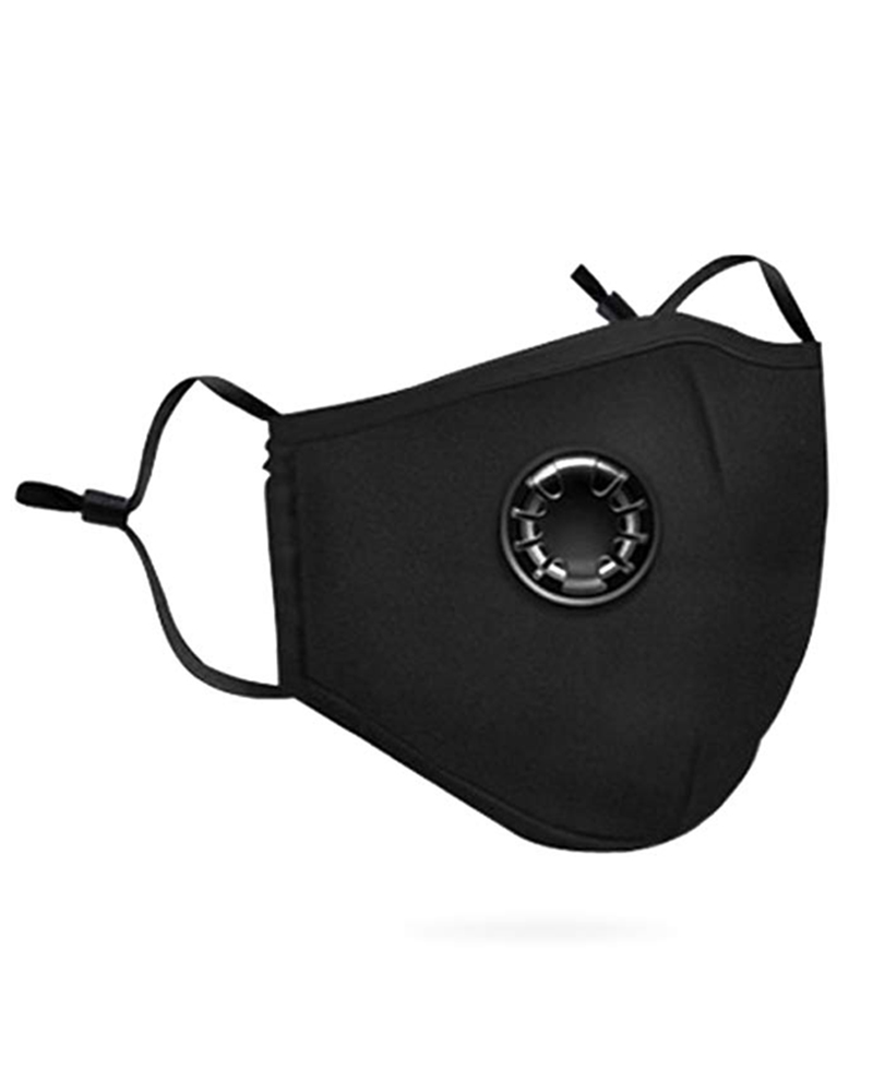 

Cotton Reusable Washable Face Mask With Valve (2 fillters as gift), Black