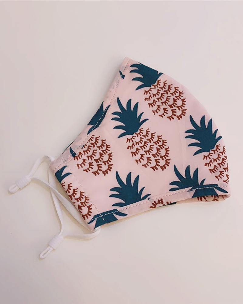 

Floral / Pineapple / Cheetah Print Ear Loop Breathable Mouth Mask, Pink
