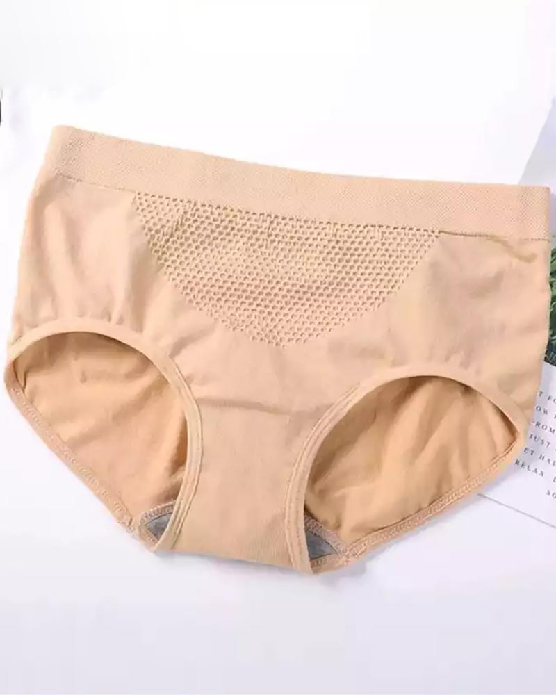 

3D Honeycomb Warm Palace Seamless Underwear Hip Raise Panty, Nude