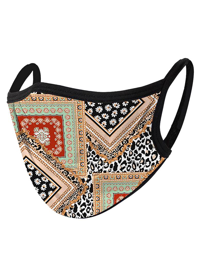 

Paisley Baroque Print Colorblock Breathable Face Mask, Style6