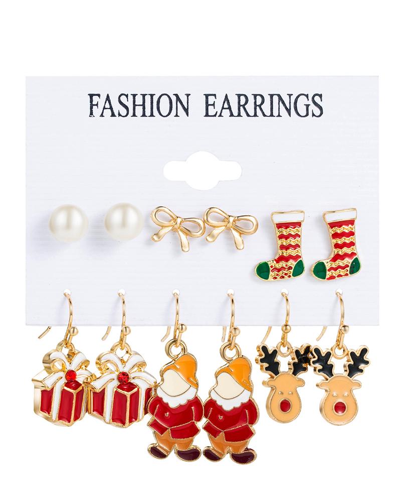 

6Pairs Christmas Cartoon Graphic Earrings Set, Style5