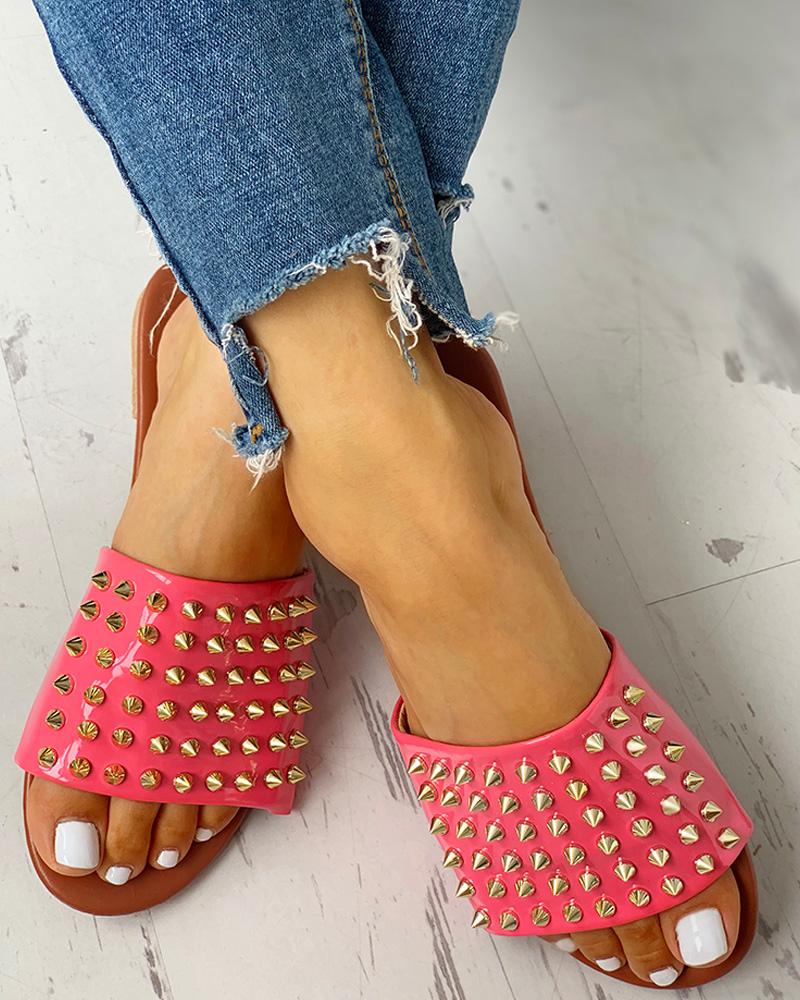 

Rivet Design Casual Slide Slippers, Pink