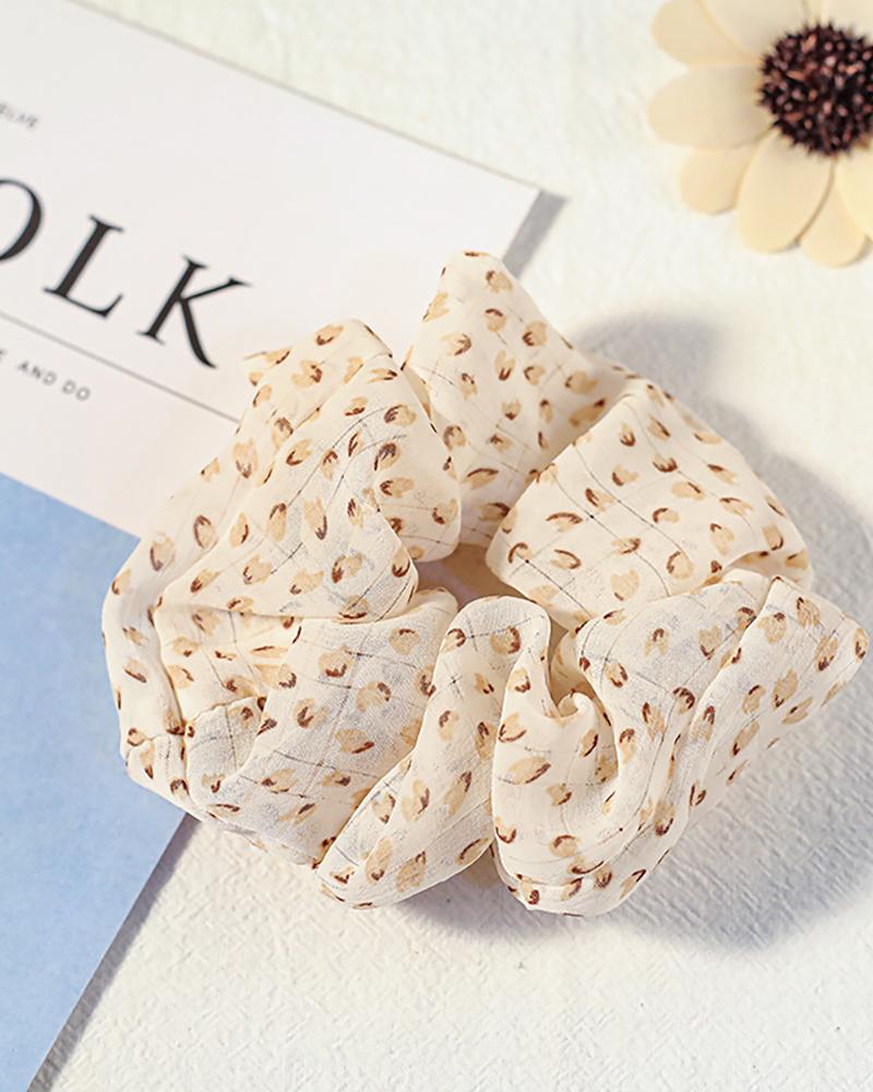 

Floral / Heart Print Scrunchie, Beige
