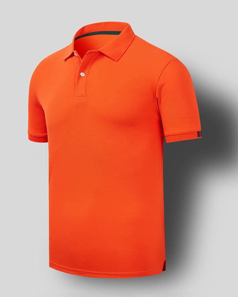 

Solid Color Short Sleeve T-shirt, Orange