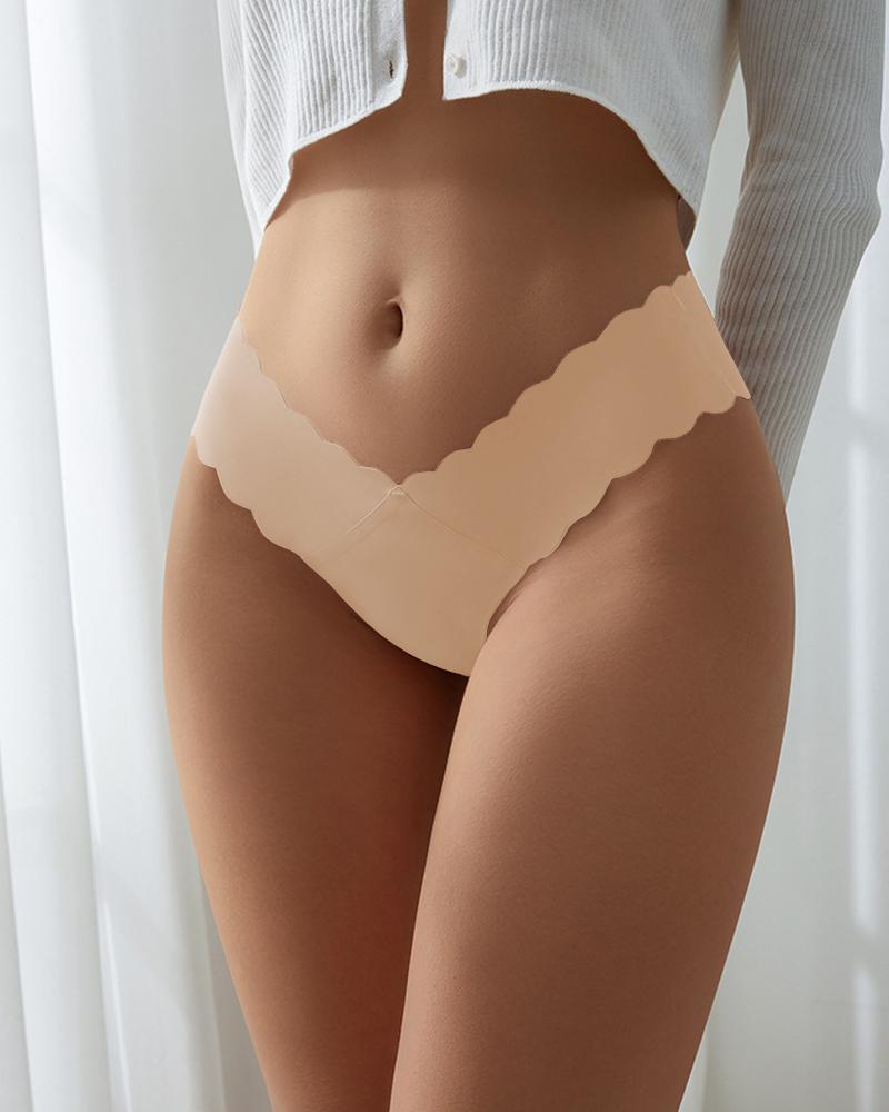 

Seamless Breathable Scallop Trim Low Waist Panty, Apricot