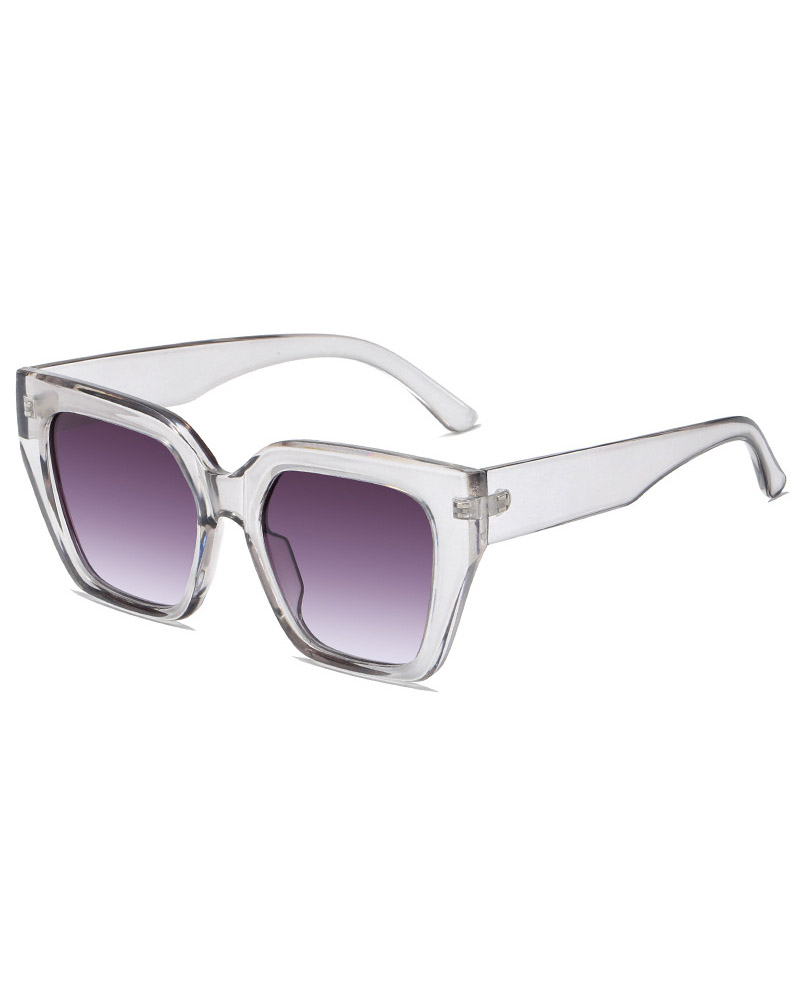 

Square Frame Contrast Paneled Sunglasses, White