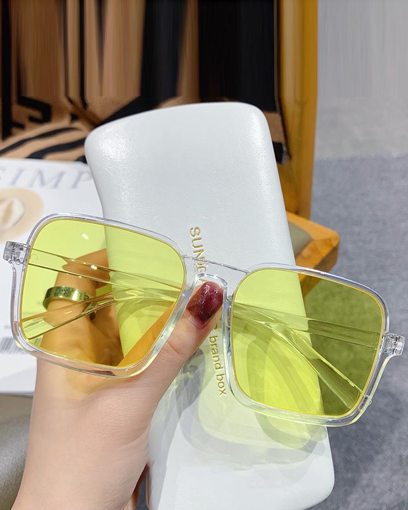 

1Pair Fashionable Big Square Frame Sunglasses, Yellow