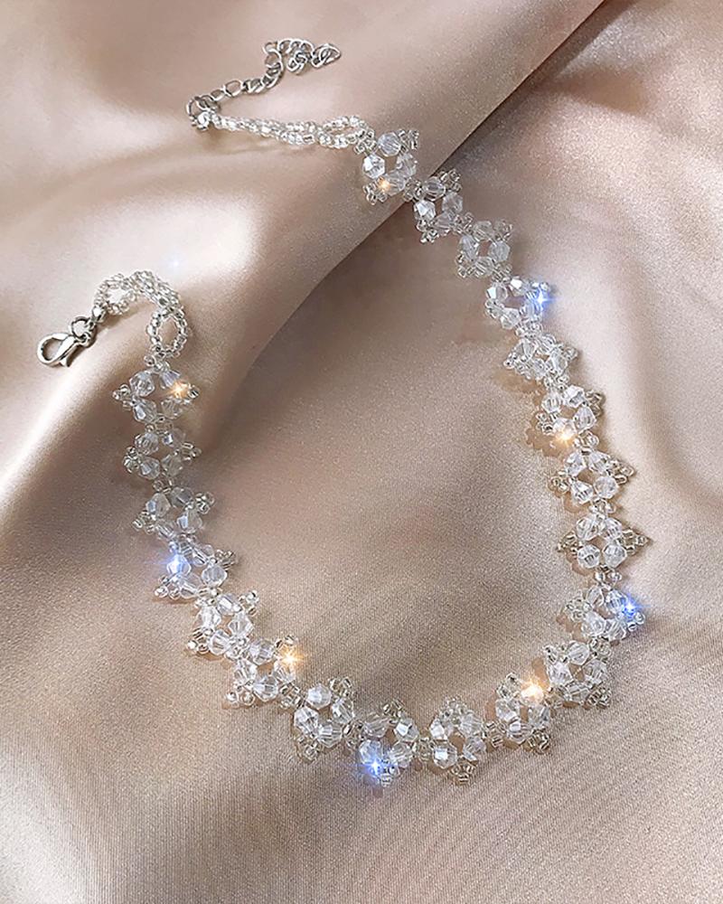

1PCS Shiny Crystal Decor Choker Necklace, White