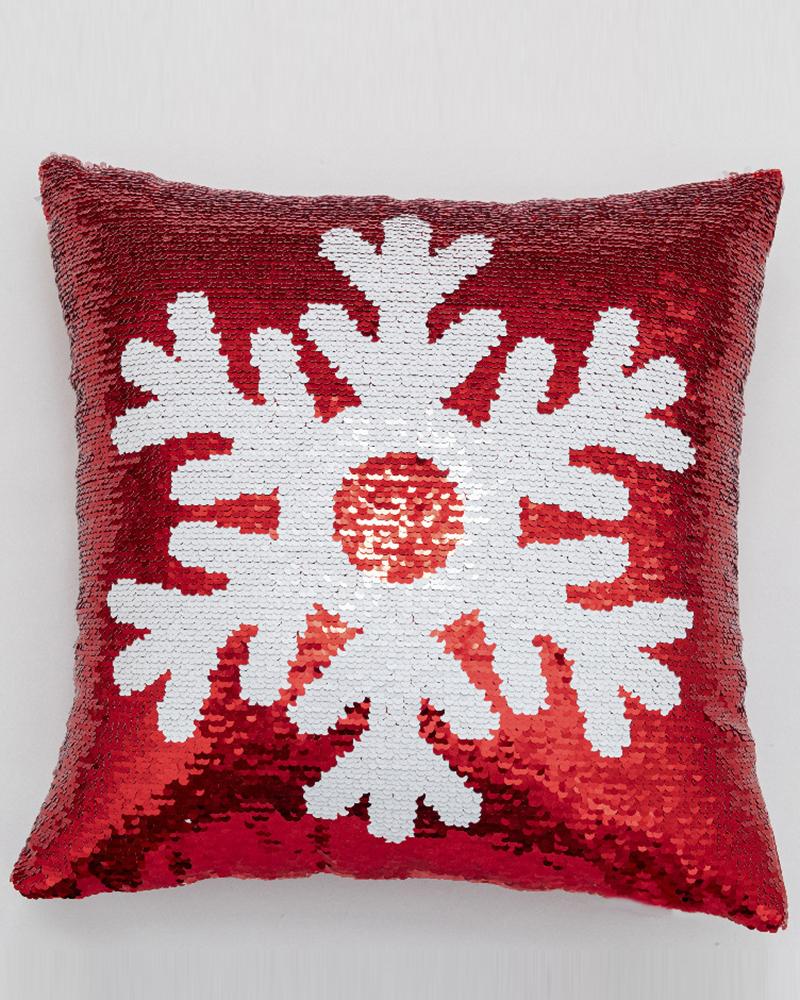 

1pc Christmas Snowflake Reindeer Pillow Cover 40x40CM Farmhouse Pillow Cover Holiday Rustic Linen Pillowcase Sofa Couch Throw Christmas Decoration, Style4