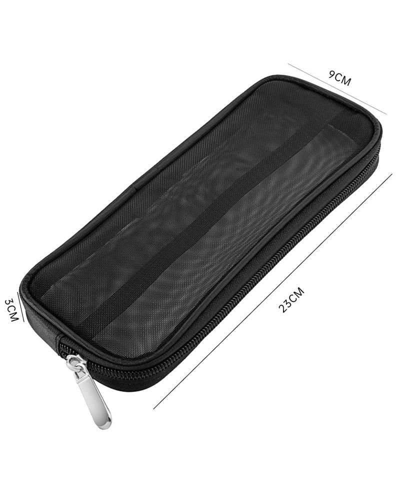 

Sheer Mesh Cosmetic Beauty Travel Zipper Decor Square Makeup Bag, Style1