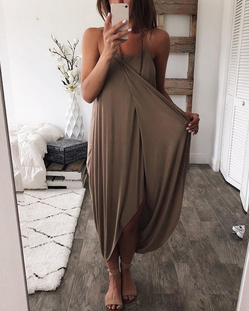 

Solid Cami Maxi Dress, Coffee