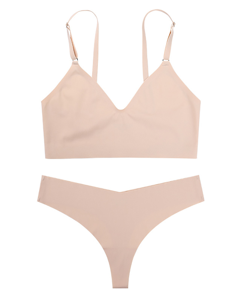 

Spaghetti Strap Seamless Bra Set, Nude