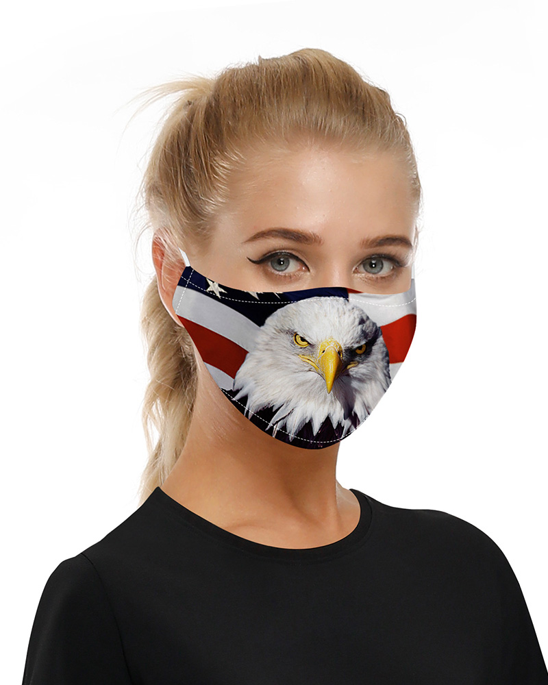 

Animal Flag Print Mouth Mask Breathable Washable And Reusable With Replaceable Filter, White