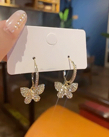 

1Pair Butterfly Shaped Hoop Earrings, Gold