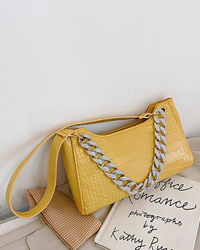 

Studded Chain Strap Shoulder Bag, Yellow