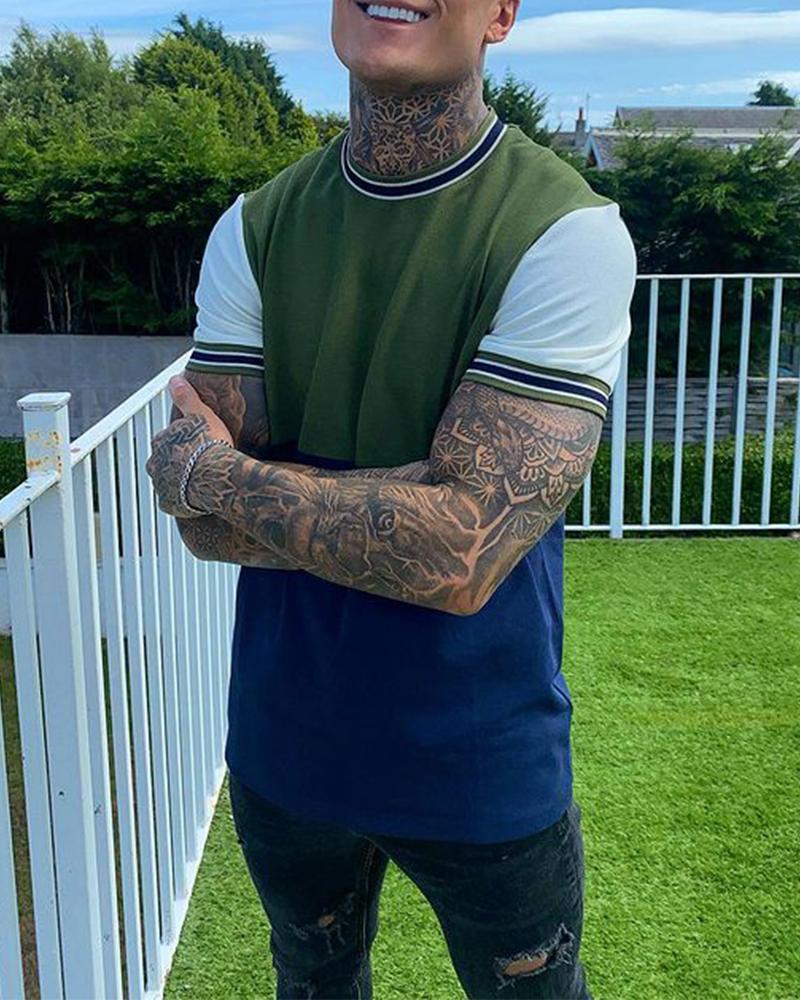 

Color Block Short Sleeve T-shirt, Multicolor